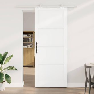 Berkfield Home Sliding Door with Hardware Set ORKDAL White Solid Wood Pine