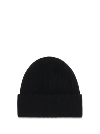 Dolce & Gabbana GX66KZJDVN6 Logo English Rib Knit Beanie - Black