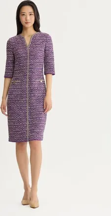 Misook Lurex Eyelash Ribbon Knit Sheath Dress in Fresh Purple/biscotti/black at Nordstrom, Size Xx-Large