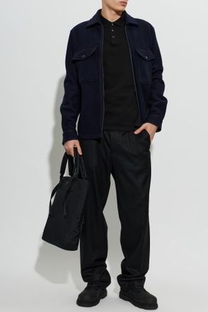 Moncler Wool Shirt-jacket With Zip Fastening, Mens, Navy Blue