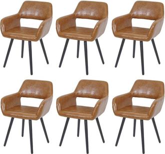 Hhg Hhg - Juego De 6 Sillas De Comedor 429 Ii, Silla De Cocina, Dise&ntilde;o Retro A&ntilde;os 50, Imitaci&oacute;n De Ante, Patas Oscuras