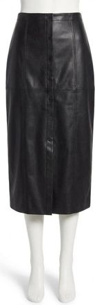Z Supply Reine Faux Leather Midi Skirt In Black