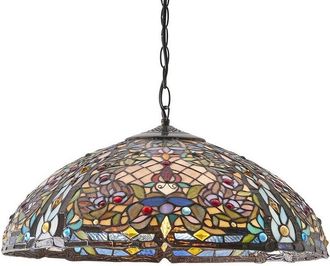 Loops Tiffany Glass Hanging Ceiling Pendant Light Large Bronze Feature Shade i00067