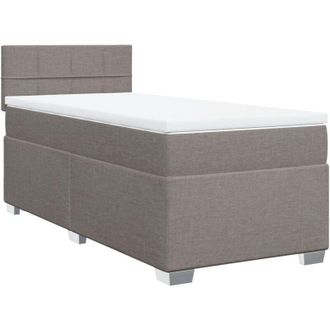 vidaXL Cama Box Spring Con Colch&oacute;n Tela Gris Taupe 80x200 Cm Vidaxl