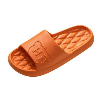 Generic Women Fashionable Pattern Summer Indoor Outdoor Cartoon Cute Printing Comfortable Soft Soled Flat Light Slippers (Orange, 6)