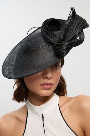 Karen Millen Womens Asymmetric Disk Spiral Detailed Fascinator - Black - One Size