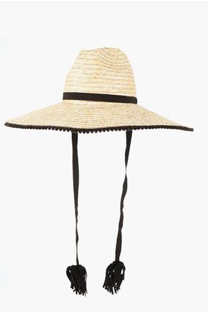 MONTEGALLO Straw Hat LADY With Fringed Strap size M