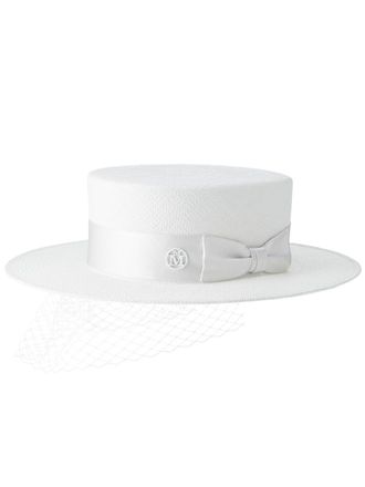 Maison Michel Cappello Kiki con nastro - Bianco