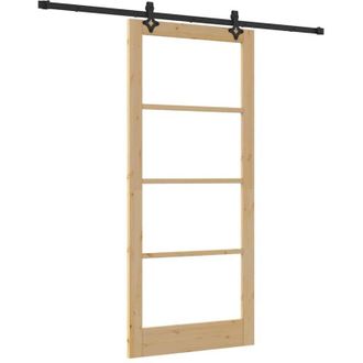 vidaXL Vidaxl - Puerta Corrediza Manual Marr&oacute;n 93 X 211 Cm Madera Y Metal