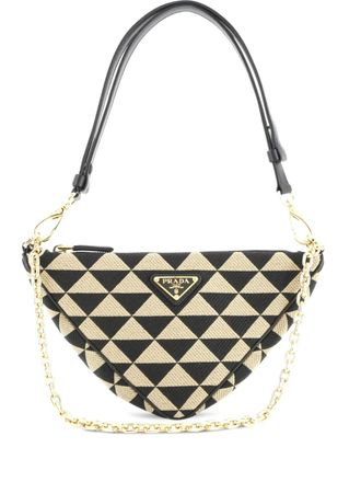 Prada Symbole Triangle Bag Leather and Jacquard Mini shoulder bag - Marrone