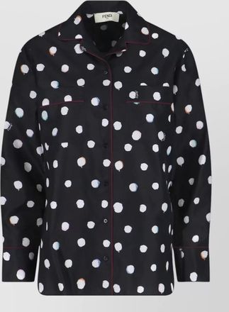 Fendi long sleeve top polka dots chest pocket
