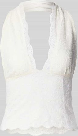 Gina Tricot Neckholder-Top aus Spitze in Offwhite, Gr&ouml;&szlig;e L