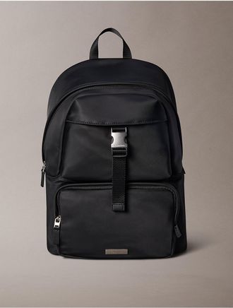Calvin Klein Mens Sleek Nylon Round Backpack - Black