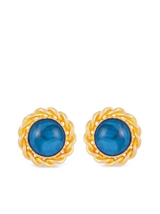 Susan Caplan Vintage Orecchini a clip CC anni 90 - Blu