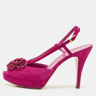 Loriblu Purple Suede Crystal Embellished Ankle Strap Sandals Size 37.5