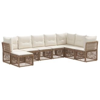 vidaXL Conjunto De Sof&aacute;s De Jard&iacute;n 8 Pcs Beige Rat&aacute;n Sint&eacute;tico Vidaxl