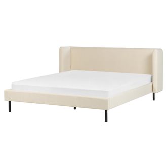 Beliani Beliani - Cama Con Somier De Terciopelo Beige Claro 160 X 200 Cm Cabecero Patas Negras Arette