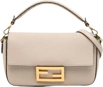 Fendi Pre-owned Shoulder Bags, female, Beige, Size: ONE SIZE Pre-owned Leather Shoulder Bag