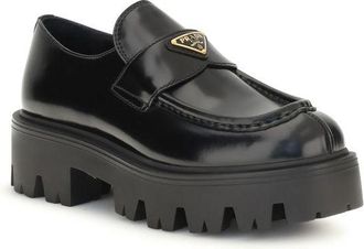 Prada Brushed Calf Leather Loafer - Black