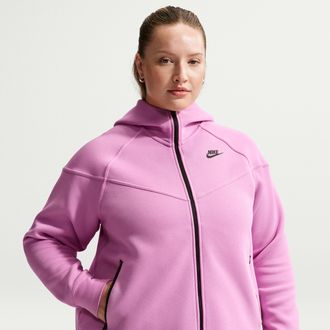 Nike Womens Nike Sportswear Tech Fleece Windrunner Full-Zip Hoodie (Plus Size) in Purple | FB8340-528