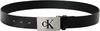 Calvin Klein Leren riem voor heren (Zwart/Zilver)