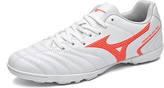 Generic Low-top Indoor Outdoor Training Football Boots for Men - Lightweight Comfortable Soccer Shoes for Men Women (White red,7.5)