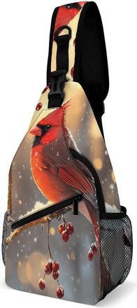 Generic Cardinal Cute Bird With Lantern Mens Shoulder Bags Sling Crossbody Backpack Travel Hiking Chest Bag with Small Side 38x20cm