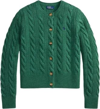 Polo Ralph Lauren Kabelgebreide Cardigan - Dames - Vesten - Groen - S - Wol - Truien & Vesten