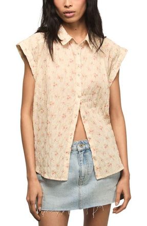 Lucky Brand Floral Stretch Cotton Button-Up Shirt in Cream Floral at Nordstrom, Size X-Small