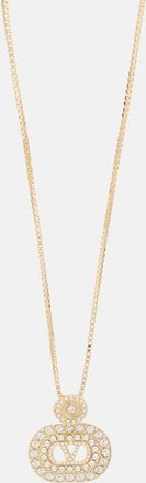 Valentino VLogo Swarovski-embellished pendant necklace