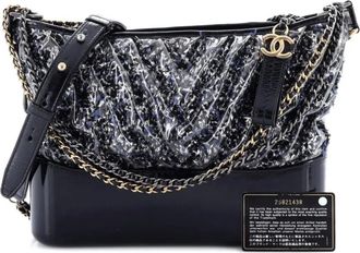 Chanel Gabrielle Chevron PVC Over Tweed Medium hobo bag - Blauw