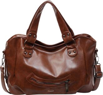 Generic Moto Style Crossbody Bag Large Underarm Purse for Women Work Travel (Brown)