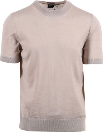 HUGO BOSS Mens H UMAURO KNITTED T-SHIRTS OPEN BEIGE Cotton - Size X-Large