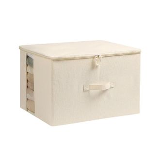 OEM Contenedores De Almacenamiento Plegables De Lona Jumbo, Organiza Tu Armario, Caja De Almacenamiento Pr&aacute;ctica Con Tapa, Color Beige, Paquete De 2