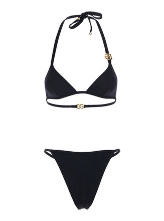 Dolce & Gabbana Womens Bikini Tech Fabric Black Swimwear Sea Clothing