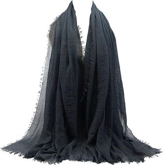 Generic New Crinkle Hijab Scarf Women Soft Material Head Scarves Shawls and Wraps Headscarf for Ladies (Dark Grey)