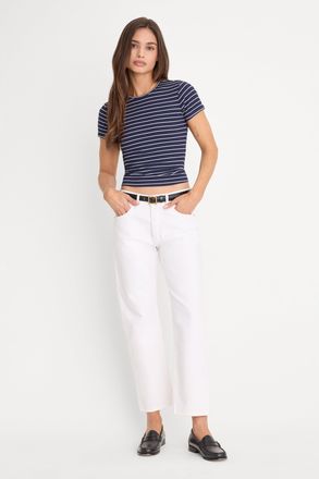 Good American Womens Vintage Straight Ankle Jeans | White, Size 12 | Good American by Khlo&Egrave; Kardashian