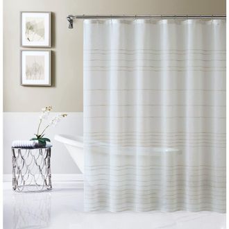 Dainty Home Lisa Textured Stripe Shower Curtain in Linen at Nordstrom Rack