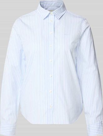 GANT Regular Fit Bluse mit Streifenmuster und Label-Stitching in Hellblau, Gr&ouml;&szlig;e 34