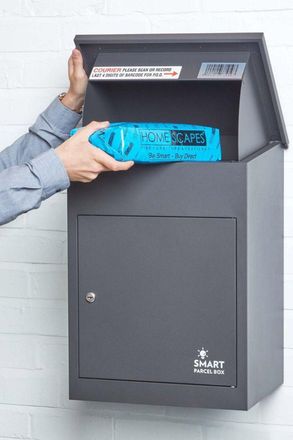 Homescapes Smart Parcel Box Medium Front Access Secure Delivery Box in Grey