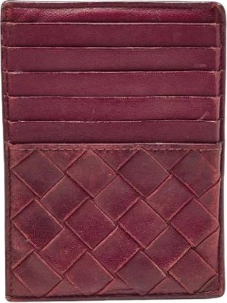 Bottega Veneta Pre-owned Intrecciato Cardholder - Dames - Vintage Accessoires - Rood - ONE Size - Leer - Vintage