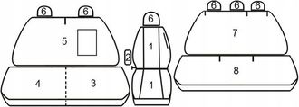 OEM Fundas Para Asientos De Ford Transit Custom 2014-23, Para 6 Personas, Brigade
