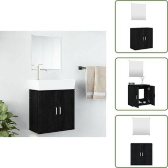 vidaXL The Living Store Set Mobili da Bagno 2 pz Nero in Legno Multistrato - Specchio da bagno