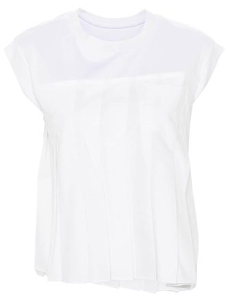 sacai Geplooid T-shirt - Wit