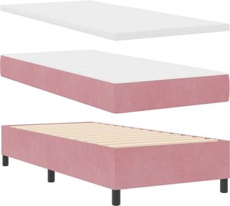 vidaXL Box Spring Bed with Mattress Pink 90 x 190 cm Velvet Vidaxl