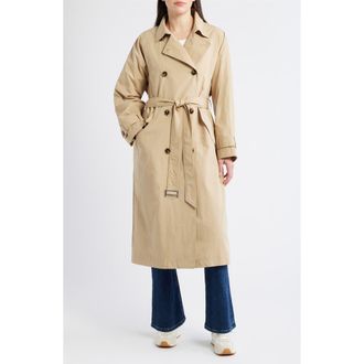 Bernardo Long Double Breasted Trench Coat in Crisp Khaki at Nordstrom, Size Xx-Large