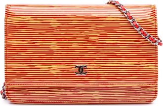 Chanel Pre-owned Womens Patent Leather Chain Wallet - Orange - One Size