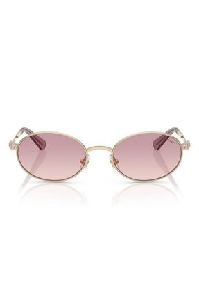 Swarovski 53mm Oval Sunglasses in Pale Gold /Brown Violet at Nordstrom