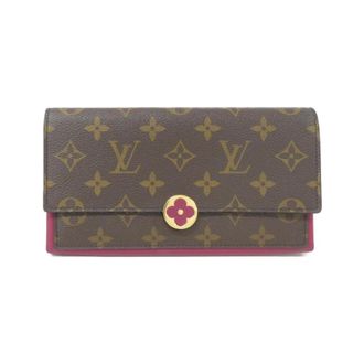 Louis Vuitton Brown Fuchsia Coated Canvas Long Wallet (Bi-Fold) (Pre-Owned)