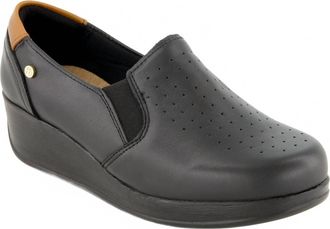 Andrea Womens Leather Platform Loafers In Black